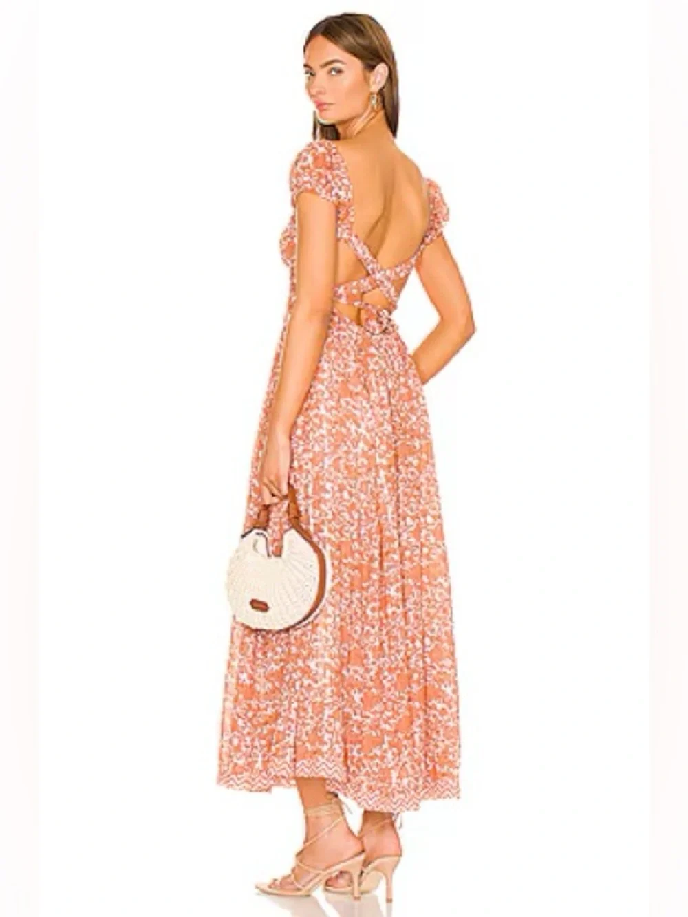 NWT FREE PEOPLE Ultraviolet Floral Print Smocked Midi Dress in Tea Combo XS - Picture 2 of 13